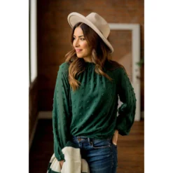 Textured Dot Cinched Neck Long Sleeve Blouse -Women's Clothing Store BB 3406 e979990f be55 47c6 bb68 685ef895b347