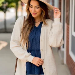 Waffle Button Accent Cardigan -Women's Clothing Store BB 3411 0997f472 3689 4378 b04b 7e0b48e6695d 433502