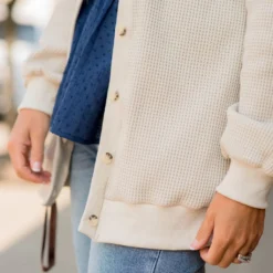 Waffle Button Accent Cardigan -Women's Clothing Store BB 3417 f82001ad bac8 4e3b 93cc 6714ee254344 521347