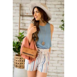 Denim Peep Back Tank -Women's Clothing Store BB 3427 0ea10f21 e3d3 4c2f 8827 7776628c0544