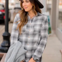Grey Plaid Shirt -Women's Clothing Store BB 3428 a0fe15b3 1f31 4c41 8233 0a8b3a14e2c7 933445