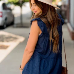 Swiss Dot Ruffle Accent Tank -Women's Clothing Store BB 3429 65bdc1f1 3f2c 41f3 82b0 c768528fe31c 780743