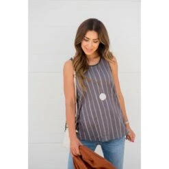 Vertical Striped Solid Back Tank -Women's Clothing Store BB 3433 11280181 501e 4d4e 8e62 537158368470