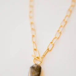 Natural Stone Accent Chain Necklace