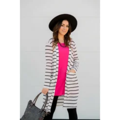 Textured Striped Tunic Cardigan -Women's Clothing Store BB 3462 1