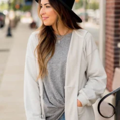 Sweatshirt Hooded Open Tie Jacket -Women's Clothing Store BB 3488 06f70468 7610 4574 b410 3f845c5fc534 896971