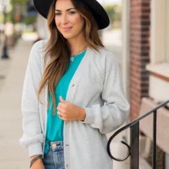 Waffle Button Accent Cardigan -Women's Clothing Store BB 3514 c28495e3 0956 41c0 a727 6f4a453a16f7 437791