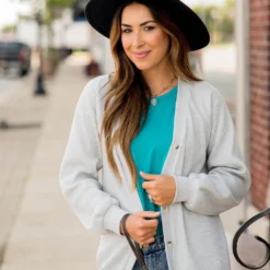 Waffle Button Accent Cardigan -Women's Clothing Store BB 3520 715224