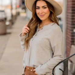 Button Down Long Sleeve Tee 34 Button Down Long Sleeve Tee -Women's Clothing Store BB 3541 533477