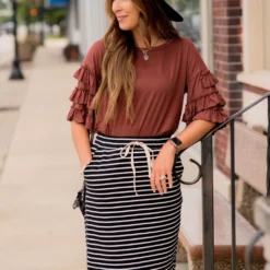 Half Sleeve Ruffle Down Tee -Women's Clothing Store BB 3545 e239c38e 2d8b 4352 bace 5ada43a45284 781857