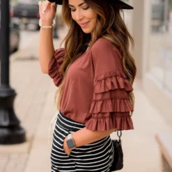 Half Sleeve Ruffle Down Tee -Women's Clothing Store BB 3553 3dd3192d cb4b 47e7 805f e12f5cedc1c8 984599