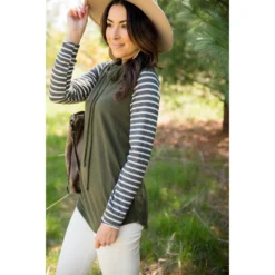 Striped Accent Cowl Neck -Women's Clothing Store BB 3557 a8c44fc7 6cf2 426e 854d 546092868e7e