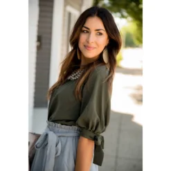 Bow Accent Blouse -Women's Clothing Store BB 3564 1