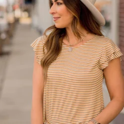 Striped Double Flutter Sleeve Tee -Women's Clothing Store BB 3571 8a6ec7c6 c3d9 4713 a772 c13b30827d60 382565