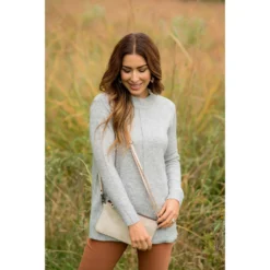 Four Side Button Mid Seam Sweater -Women's Clothing Store BB 3577