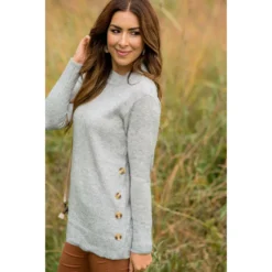Four Side Button Mid Seam Sweater -Women's Clothing Store BB 3583 4975ea56 8373 46a9 af9a 1058bba8b058