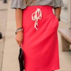 Cinched Waist Sweatshirt Tie Skirt