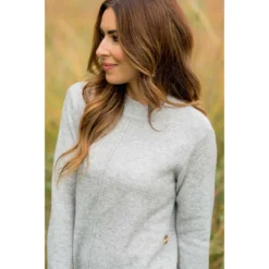 Four Side Button Mid Seam Sweater -Women's Clothing Store BB 3586