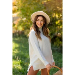 Ribbed Trim Turtleneck Tunic -Women's Clothing Store BB 3590 ef598ab6 e78f 4db6 865b e64679132209