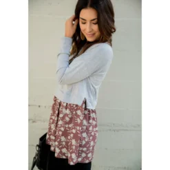 Vintage Floral Blouse Bottom Sweatshirt 15 Vintage Floral Blouse Bottom Sweatshirt -Women's Clothing Store BB 3610