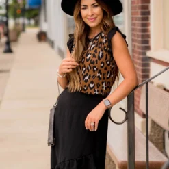 Leopard Ruffle Trim Tank -Women's Clothing Store BB 3623 e49a2e00 0610 4228 bd9f b18223c27267 959197