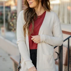 Lightweight Waffled Pocket Cardigan