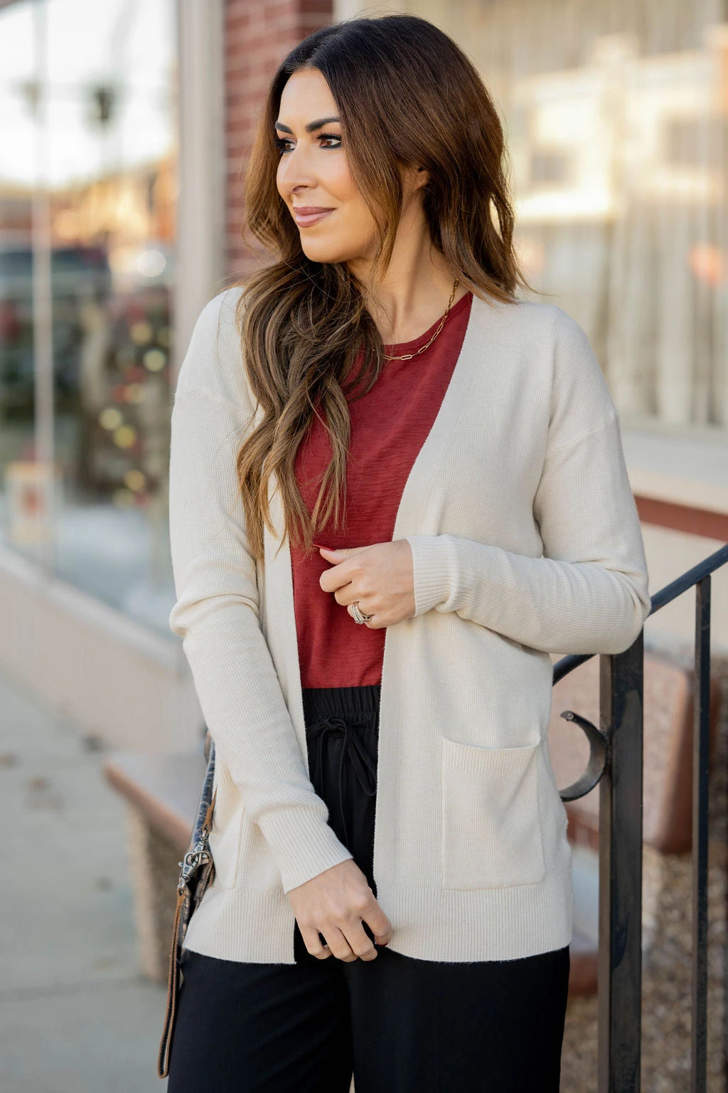 Lightweight Waffled Pocket Cardigan 1 Lightweight Waffled Pocket Cardigan