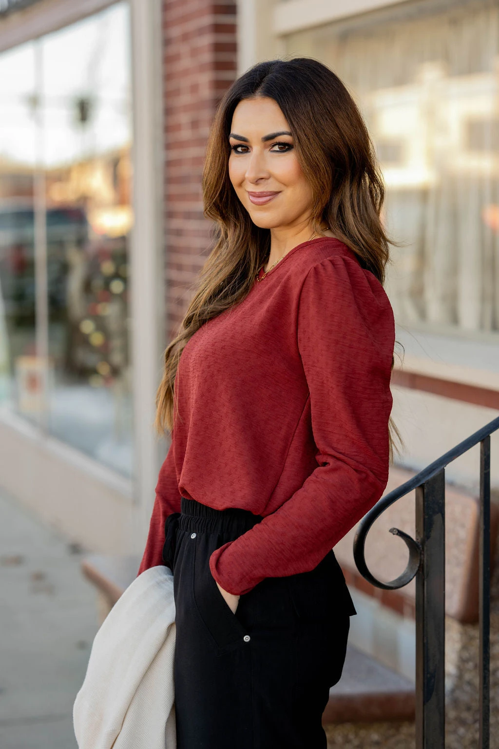 Stitched Dots Gathered Shoulder Blouse 7 Stitched Dots Gathered Shoulder Blouse - Image 7