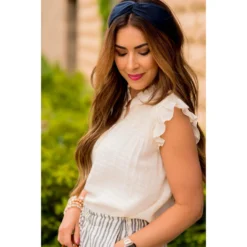 Simple Button Accented Ruffle Tank -Women's Clothing Store BB 3647 bf0066d7 2ee1 4535 9db8 a5f31cbf117d