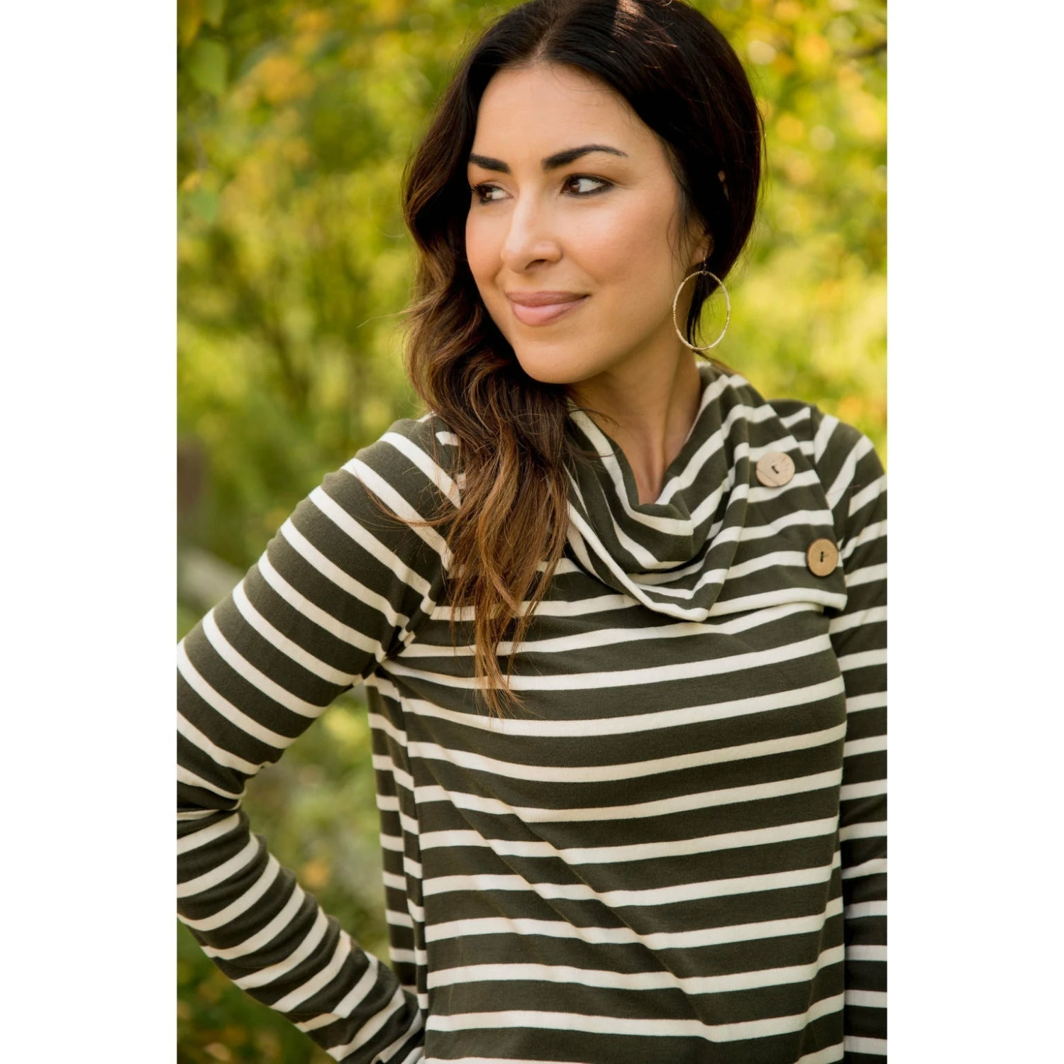 Striped Button Neck Sweatshirt 5 Striped Button Neck Sweatshirt - Image 5