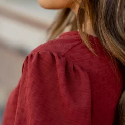 Stitched Dots Gathered Shoulder Blouse 29 Stitched Dots Gathered Shoulder Blouse -Women's Clothing Store BB 3651