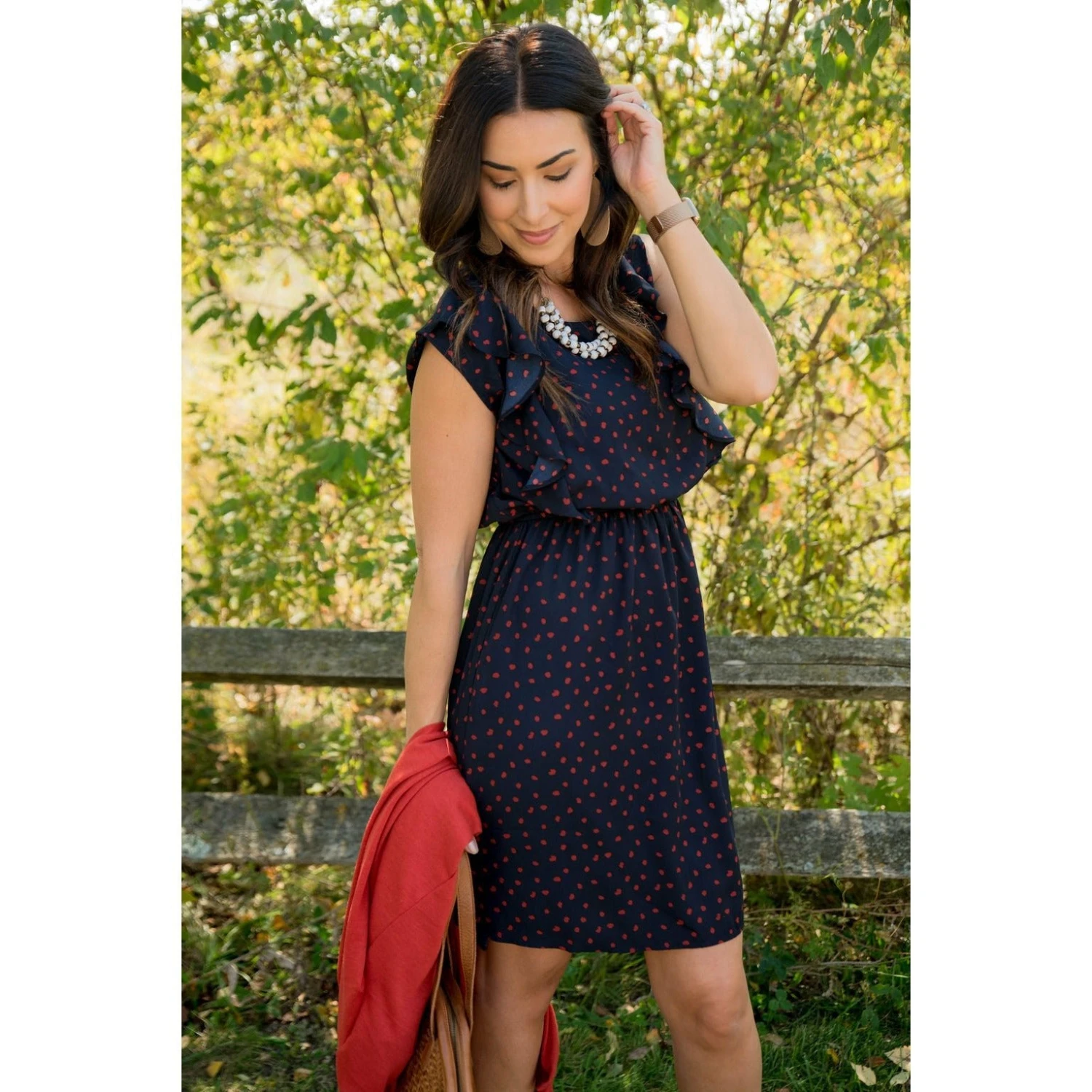 Dotted Ruffle Accent Dress 2 Dotted Ruffle Accent Dress - Image 2