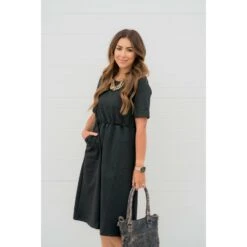 Cinched Waist Pocket Sweatshirt Dress -Women's Clothing Store BB 3737 3a5e46de 665b 49ac 840e e56f45cf5299