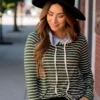 Striped Button Double Hoodie