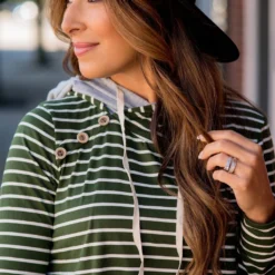 Striped Button Double Hoodie -Women's Clothing Store BB 3764 f0223ccb 6366 451a aa99 ea37e0a800ef 960573