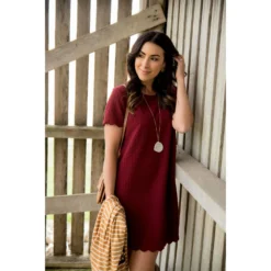 Short Sleeve Textured Scalloped Swing Dress -Women's Clothing Store BB 3793 c0e38e5e 1408 469f b391 b7e534da5444