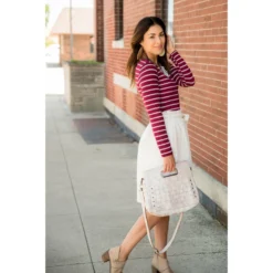 Dual Striped Long Sleeve Tee -Women's Clothing Store BB 3796