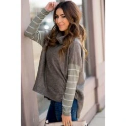 Double Lined Faux Poncho Style Sweater -Women's Clothing Store BB 3799 3e977e1f 9a65 4f19 86e8 c76e5e0b80a5