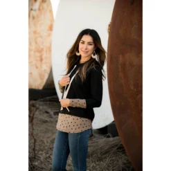 Polka Dot Tipped Hoodie -Women's Clothing Store BB 3809 282f282c 6c0e 4c61 8abd 856f186d93a3