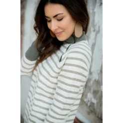Striped Side Zip Wrap Terry Sweatshirt -Women's Clothing Store BB 3822 18ae4ebf e5b9 43ac b2fa 35cf0b6737da