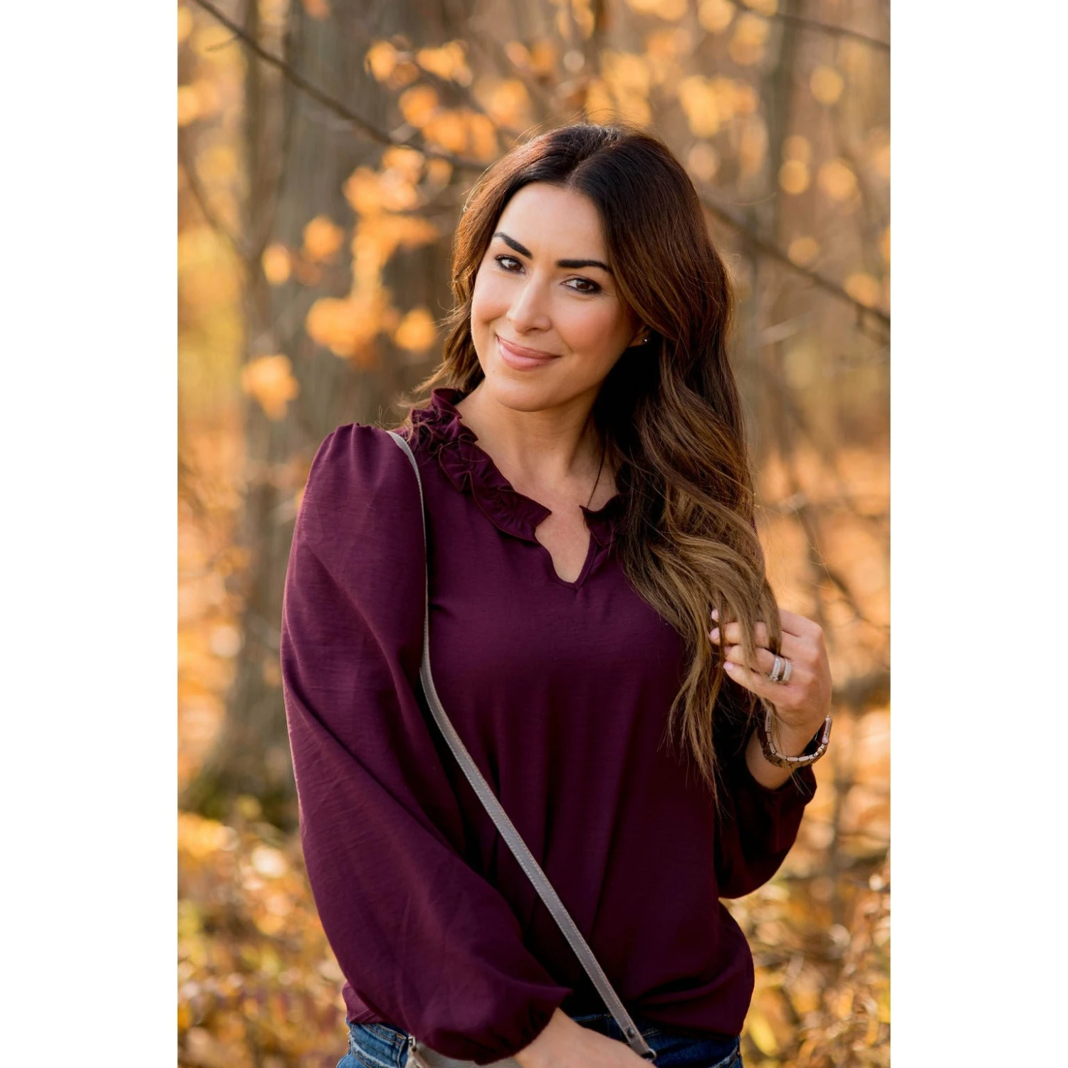 Long Sleeve Ruffle Neck Dressy Blouse 2 Long Sleeve Ruffle Neck Dressy Blouse - Image 2