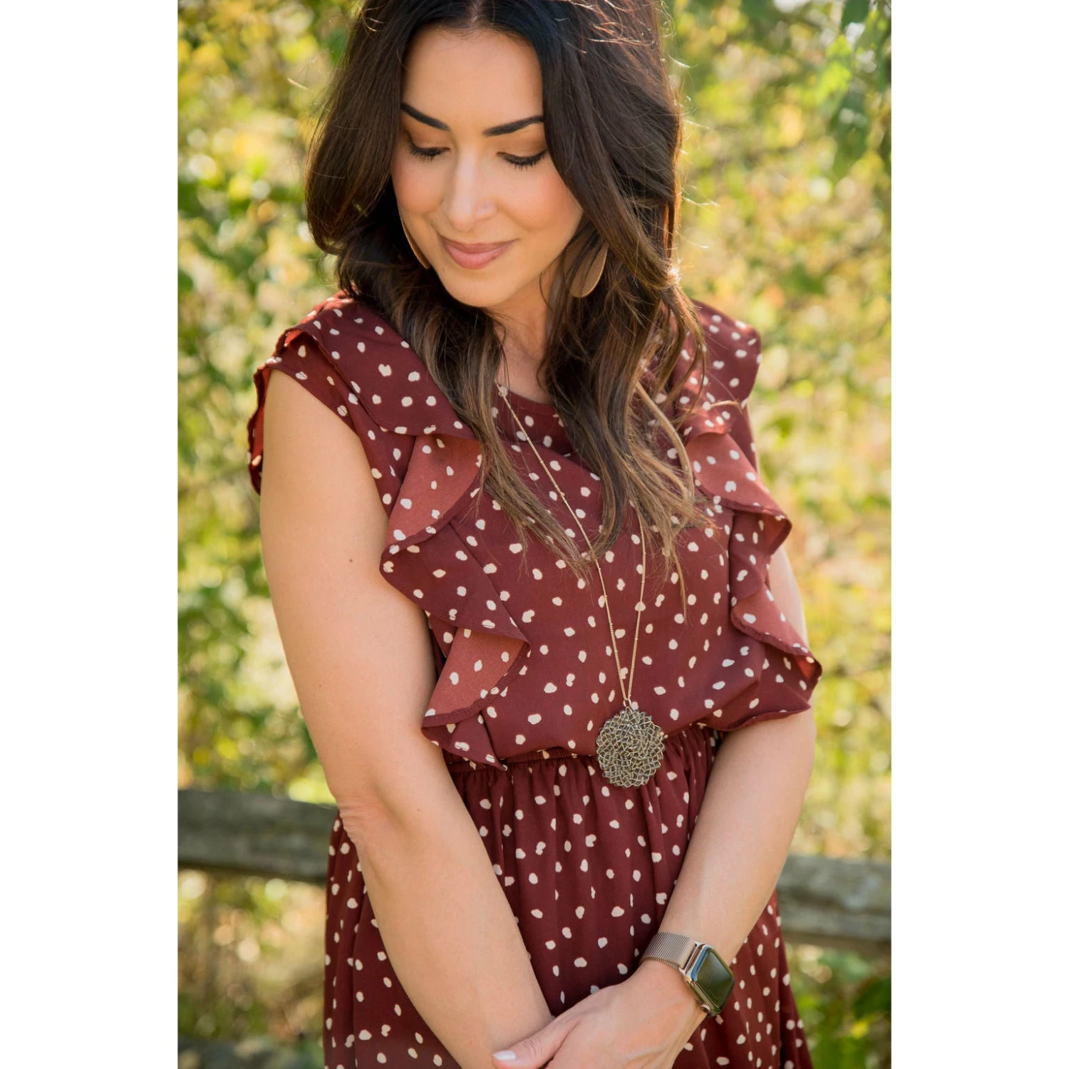 Dotted Ruffle Accent Dress 3 Dotted Ruffle Accent Dress - Image 3