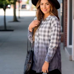 Grey/Blue Dip Dyed Flannel -Women's Clothing Store BB 3922 86abb4e4 d847 484e 96f7 5c866ec3cedd 924819