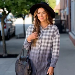 Grey/Blue Dip Dyed Flannel