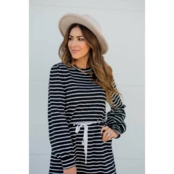 Stripe Tie Waist Pocket Sweatshirt Dress -Women's Clothing Store BB 3938 257e0297 5391 4432 ba36 f3bf88f5877d