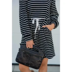 Stripe Tie Waist Pocket Sweatshirt Dress -Women's Clothing Store BB 3943 3c1515dd c2fd 4d64 bbea f7bcd75fb474