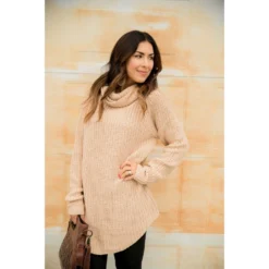 Chunky Knit Cowl Neck Tunic 18 Chunky Knit Cowl Neck Tunic -Women's Clothing Store BB 3954 182998