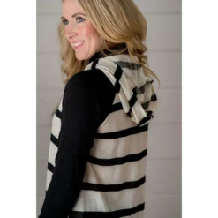 Striped Mock Neck Hoodie - Black -Women's Clothing Store BB 3958 8b0c3302 f814 4ca5 b11d 600997c99d49