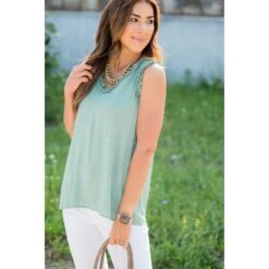 Mini Dots Ruffle Trim V Tank -Women's Clothing Store BB 3987 00e23d90 c0ec 4b32 ae45 eb1ff8bc514a