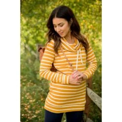 Striped Cowl Neck Sweatshirt Tunic -Women's Clothing Store BB 3988 1 999201